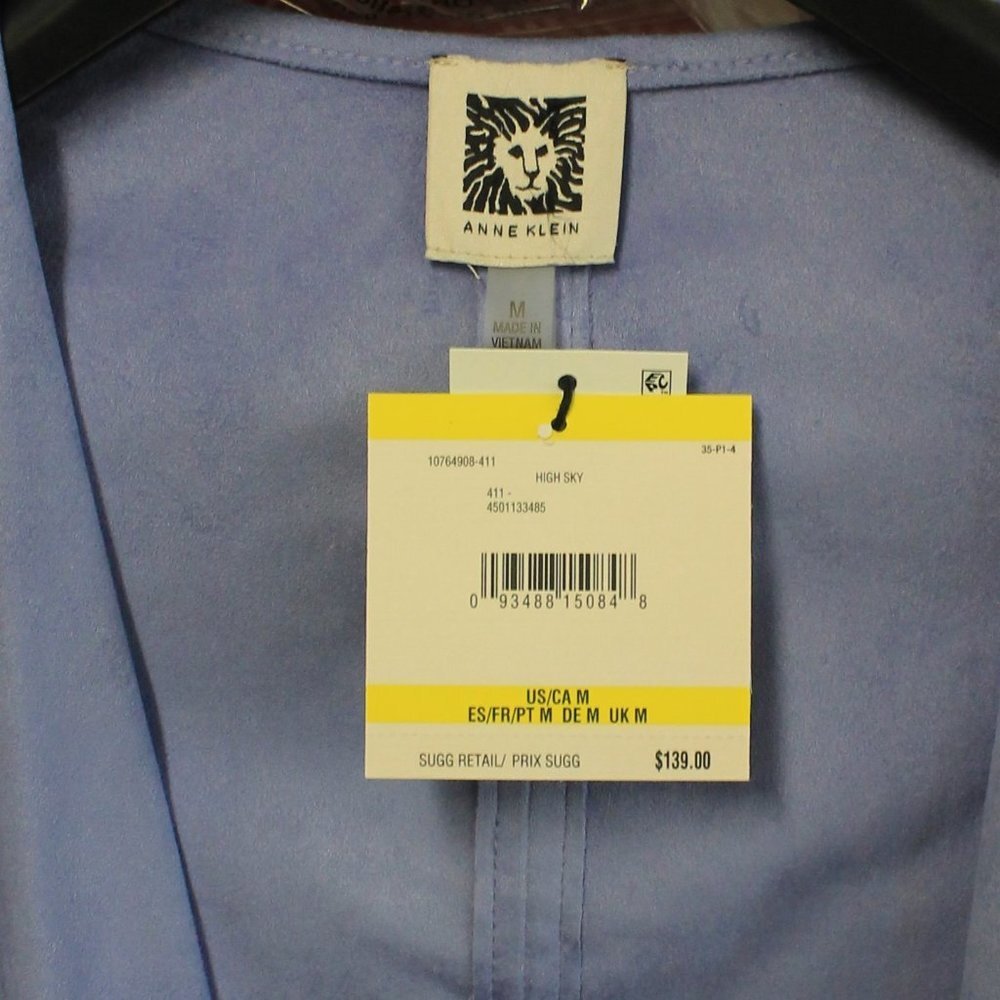 Anne Klein Faux Suede Drape Front Jacket High Sky - Picture 7 of 8